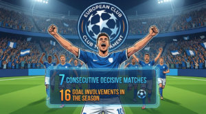 Kvaratskhelia 7 consecutive UCL knockout goals